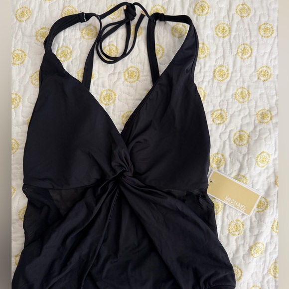 Michael Kors Black Twist-Front One-Piece Swimsuit - Picture 2 of 4